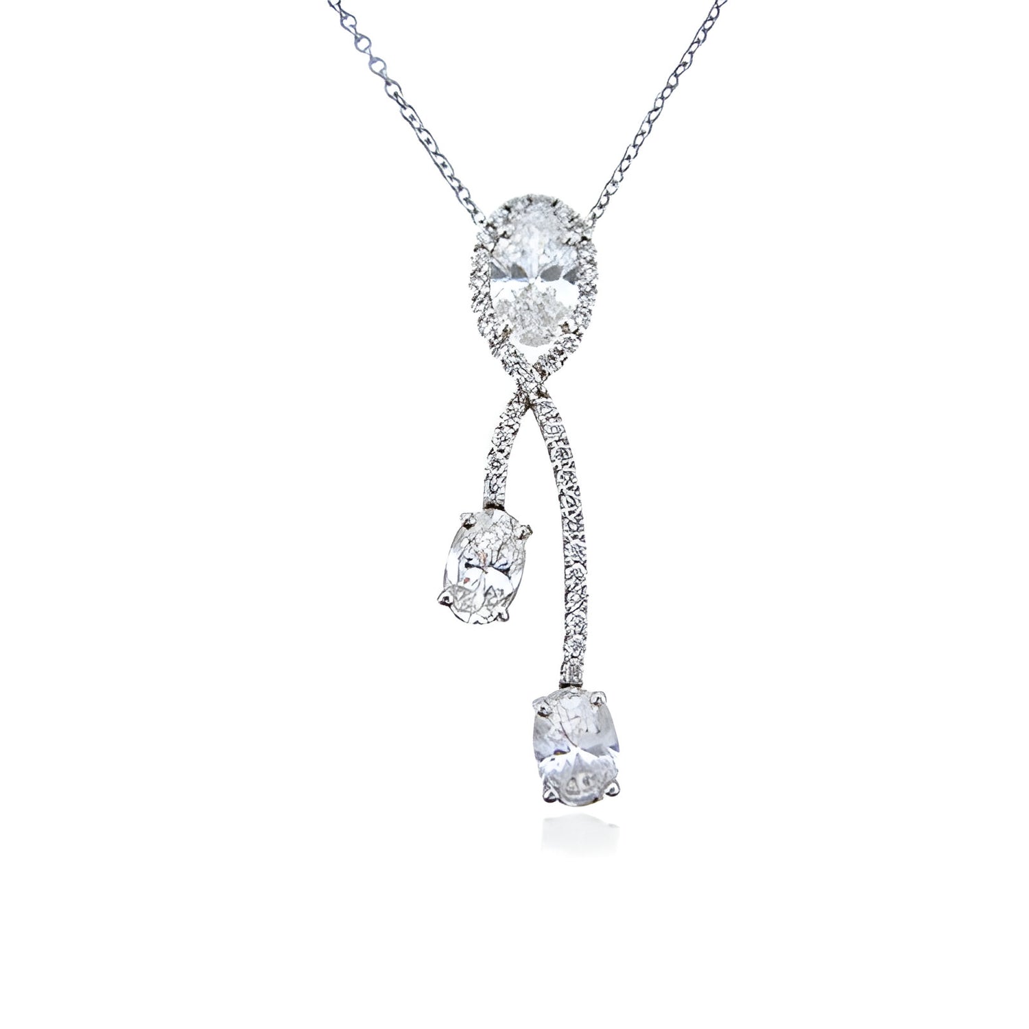 Amity Oval Diamond Drop Necklace