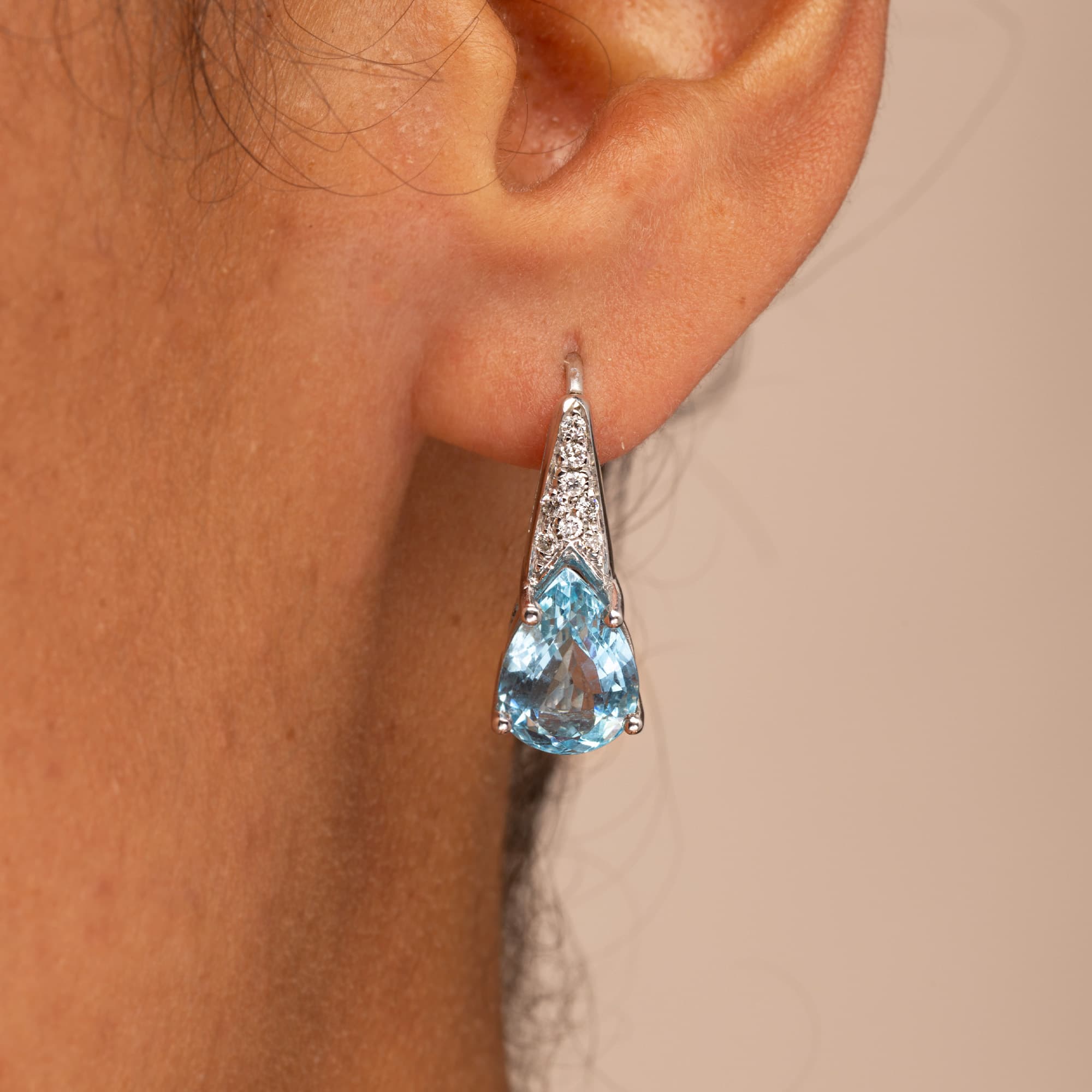 Aquamarine and Diamond Drop Earrings