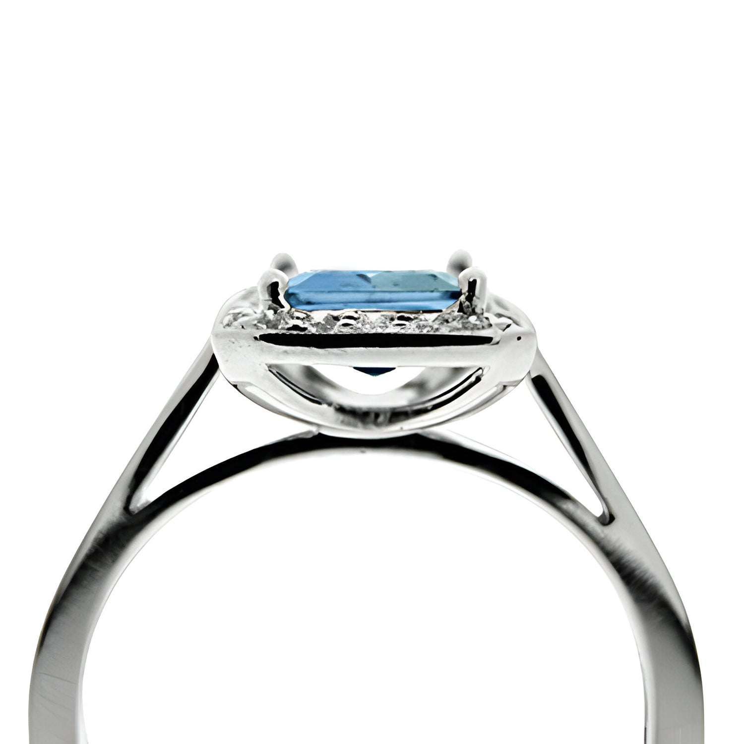 Aquamarine and Diamond Halo Dress Ring