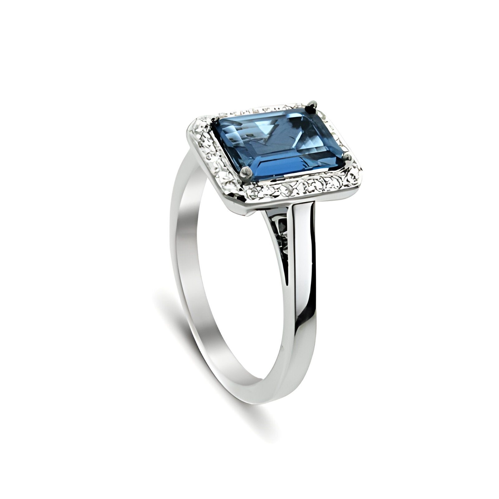 Aquamarine and Diamond Halo Dress Ring
