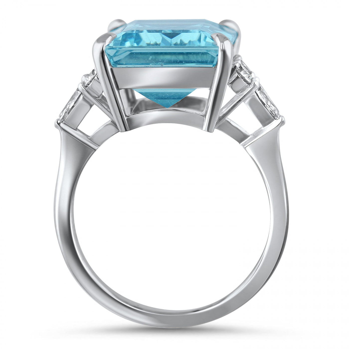 Aquamarine and Diamond Trefoil Dress Ring
