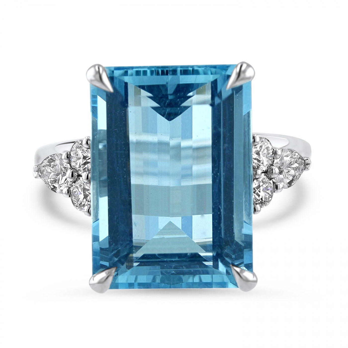 Aquamarine and Diamond Trefoil Dress Ring