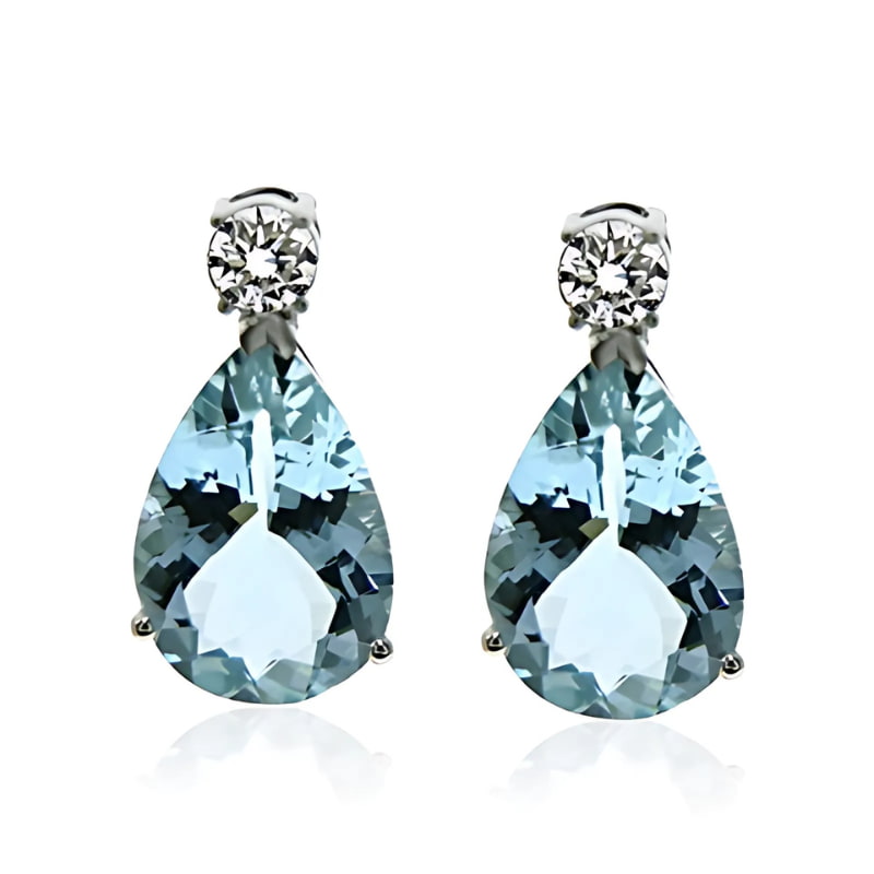 Aquamarine and Diamond Drop Earrings