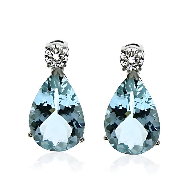 Aquamarine and Diamond Drop Earrings