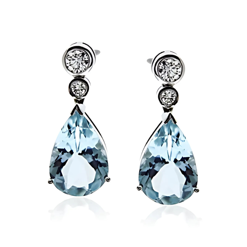 Aquamarine and Diamond Drop Earrings