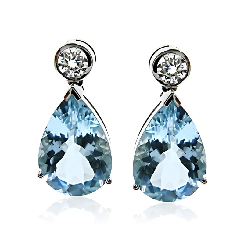 Aquamarine and Diamond Drop Earrings