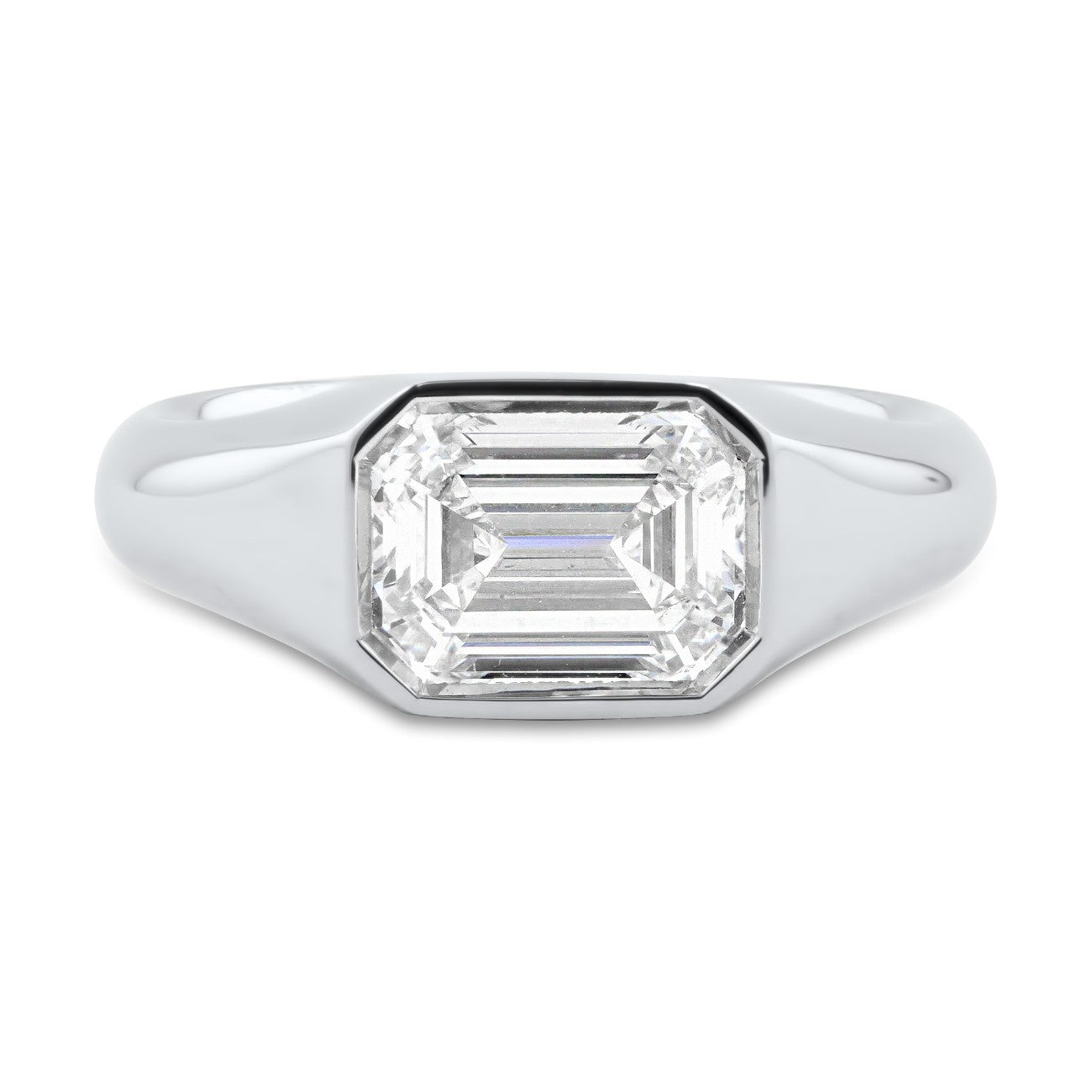 emerald cut diamond in a chunky gold design