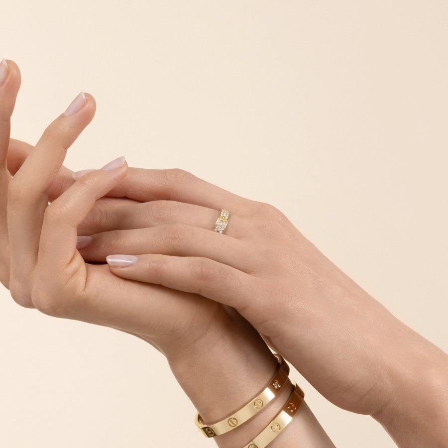 Cartier Diamond Paved Love Ring - Size 55