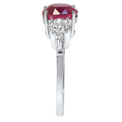 Darling Ruby and Diamond Three Stone Ring