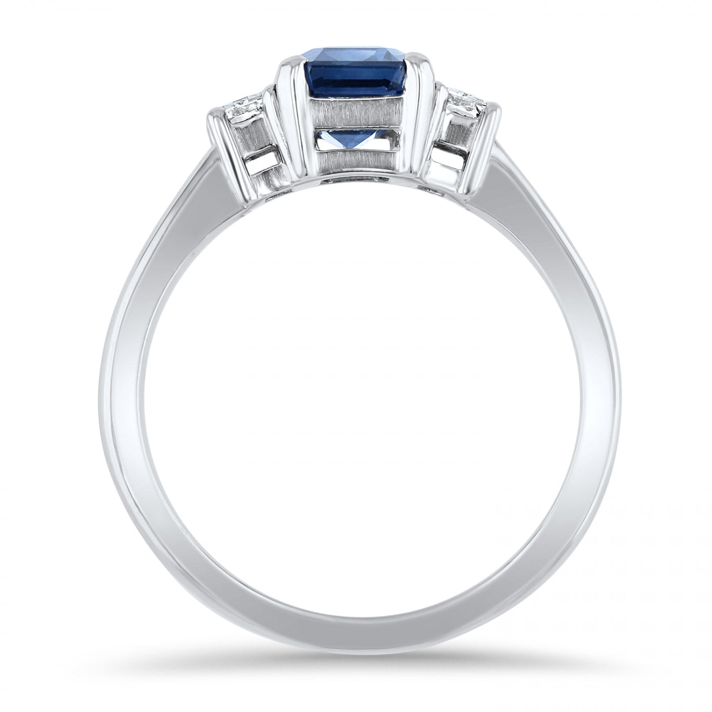 Darling Emerald Cut Sapphire and Diamond Three Stone Ring