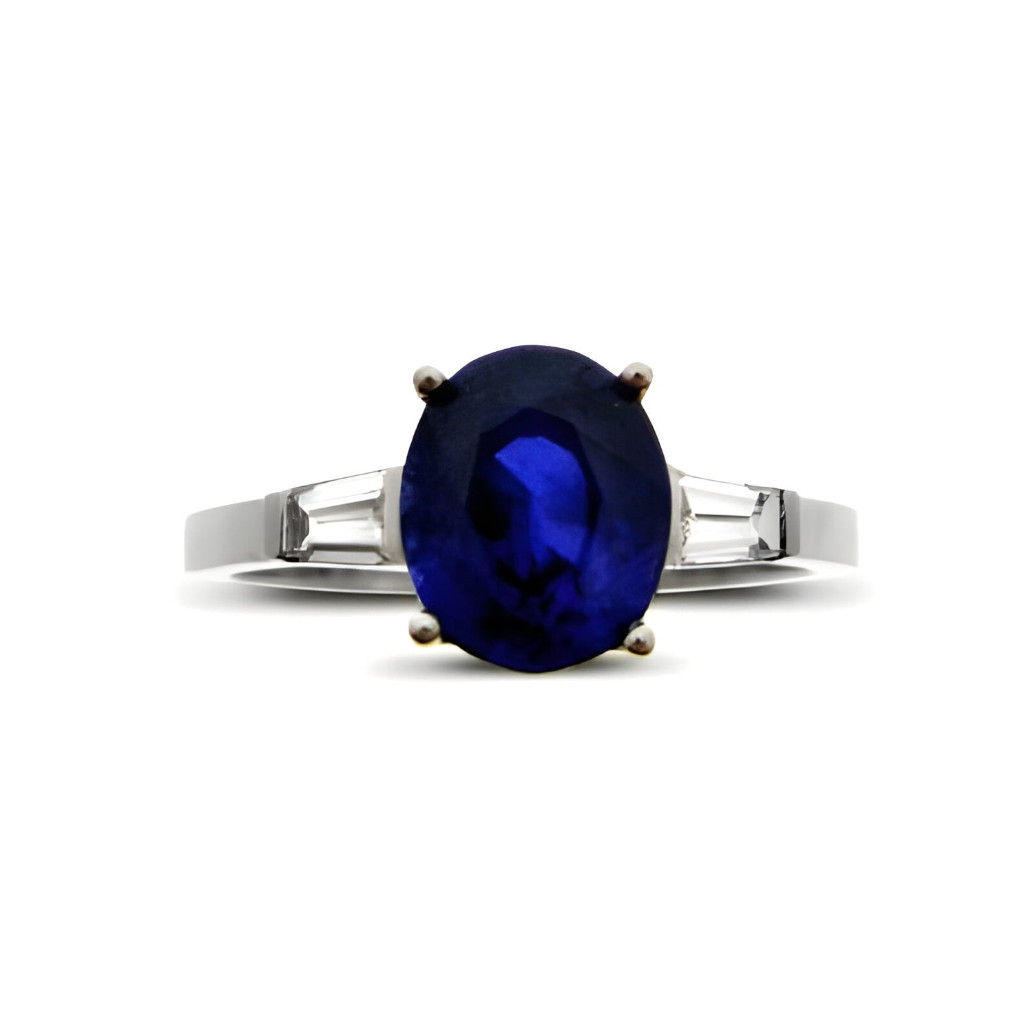 Darling Oval Sapphire and Baguette Shoulders Ring