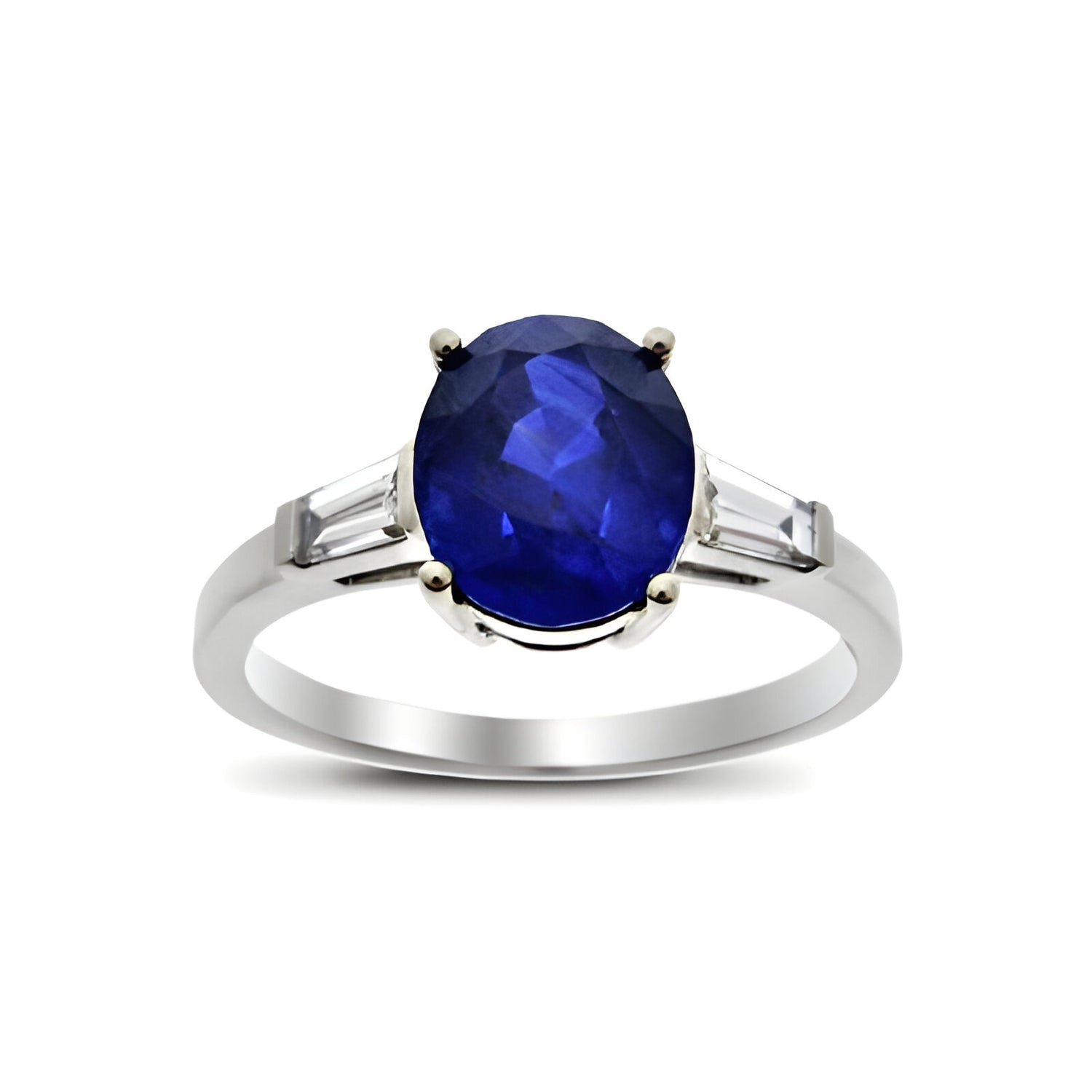 Darling Oval Sapphire and Baguette Shoulders Ring