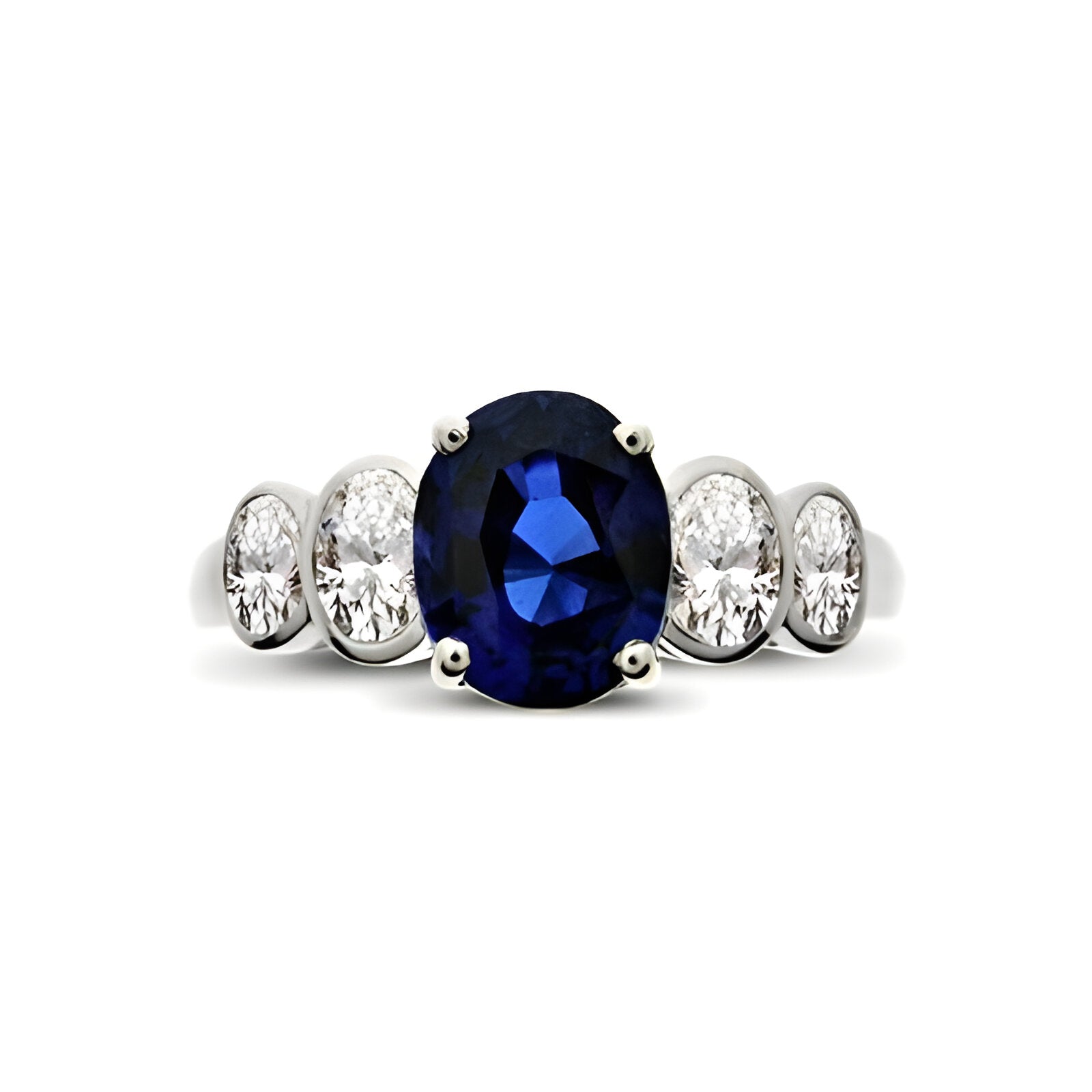 Darling Oval Sapphire and Diamond Five Stone Ring