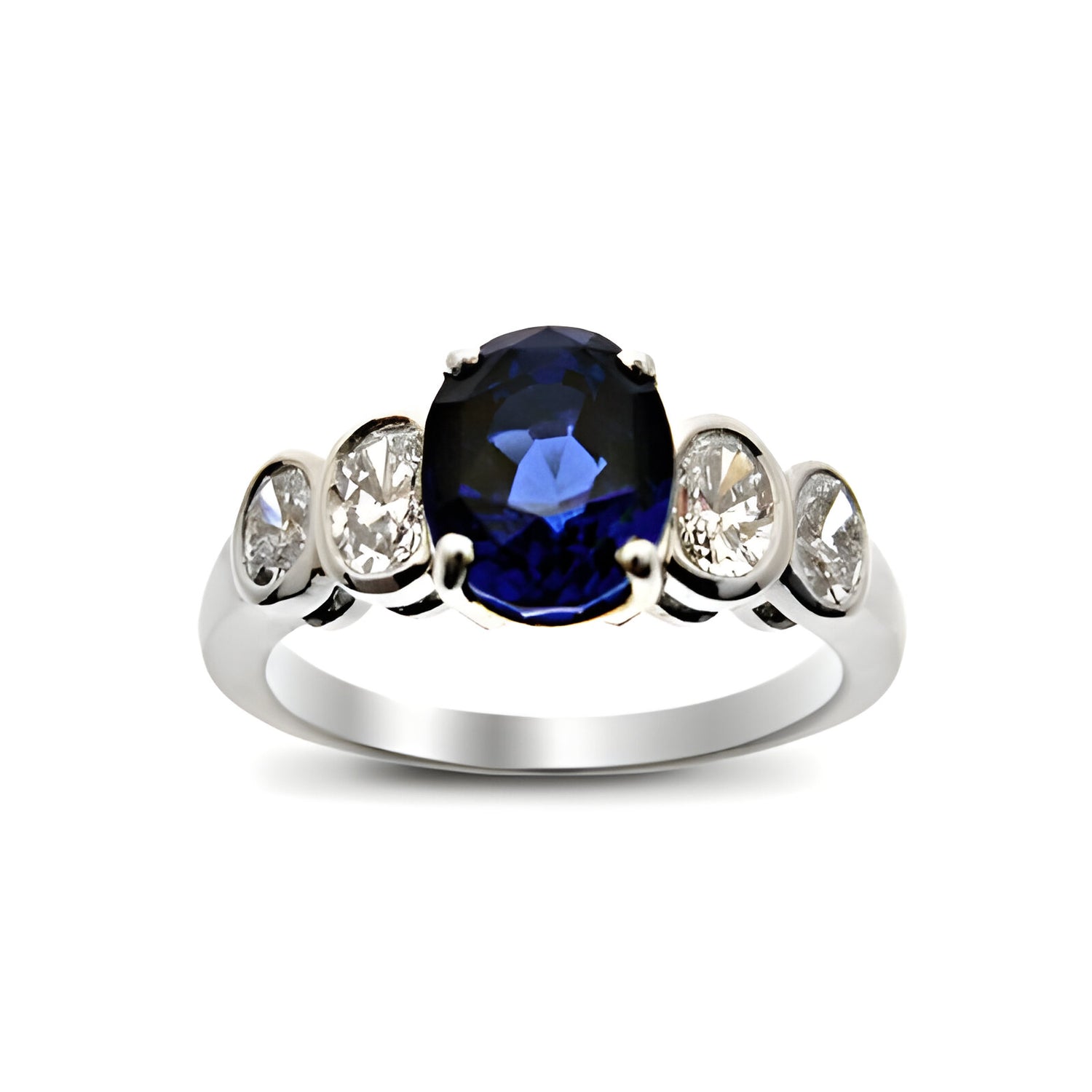 Darling Oval Sapphire and Diamond Five Stone Ring