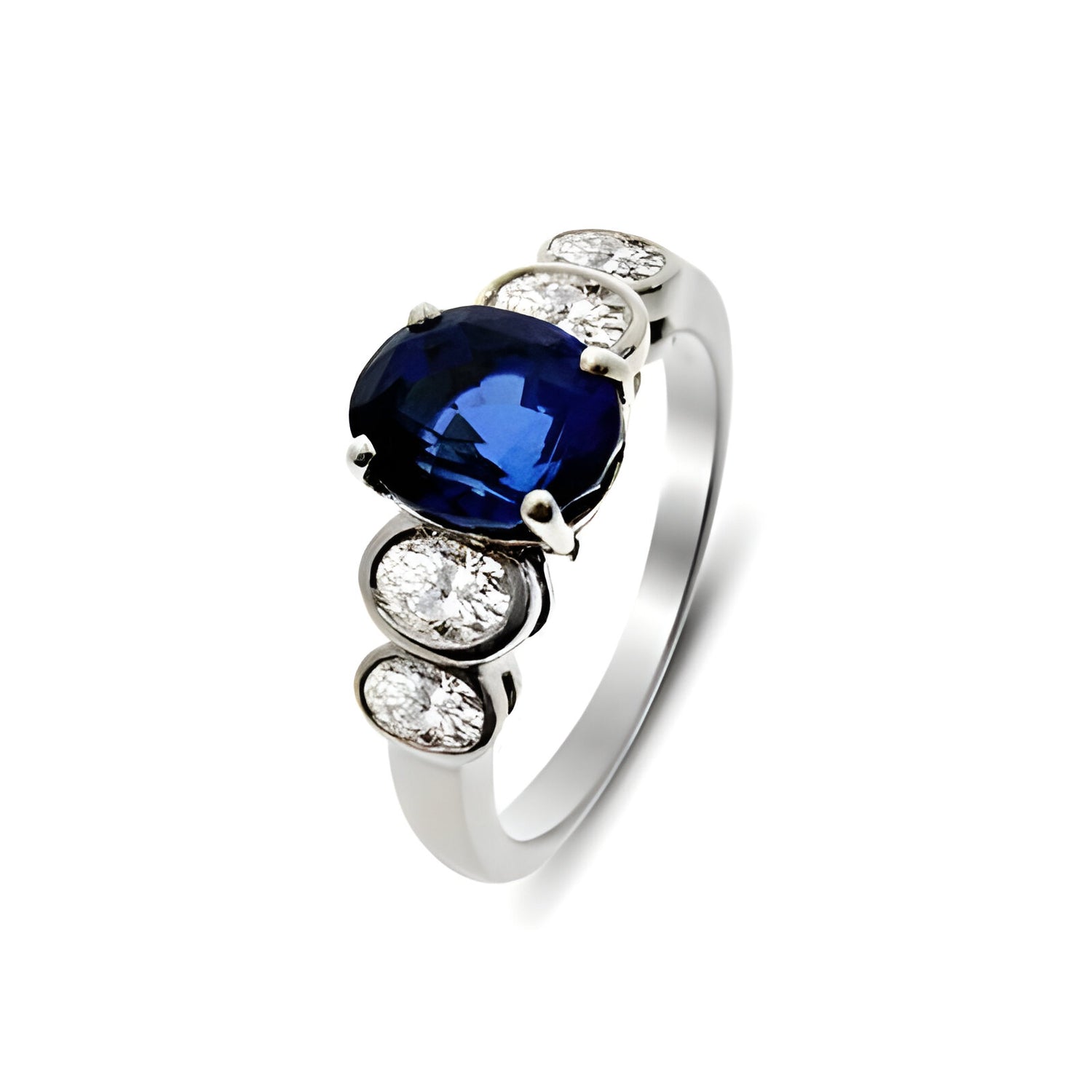 Darling Oval Sapphire and Diamond Five Stone Ring