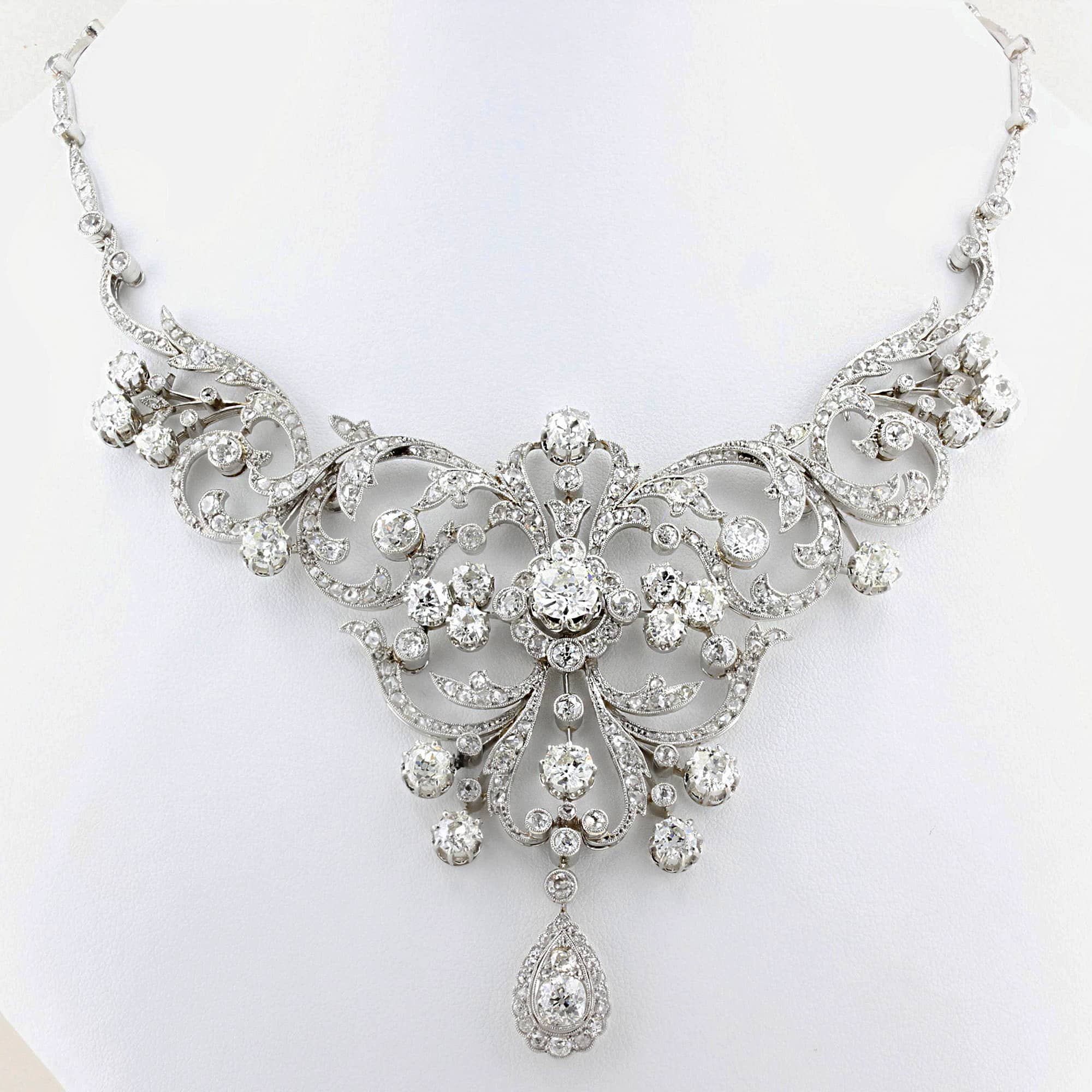 Rare French Edwardian 30ct Diamond Necklace