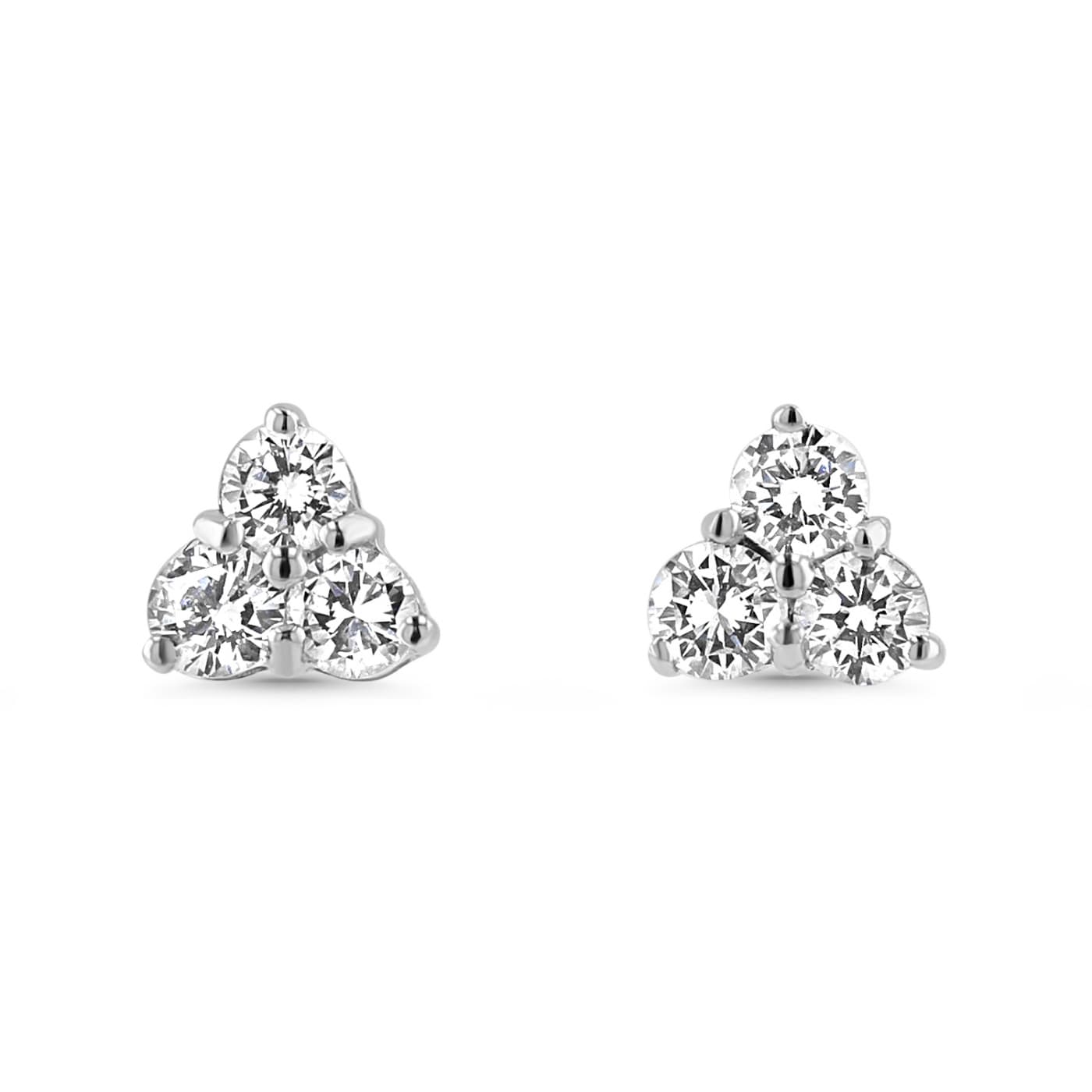 Diamond Trefoil Stud Earrings