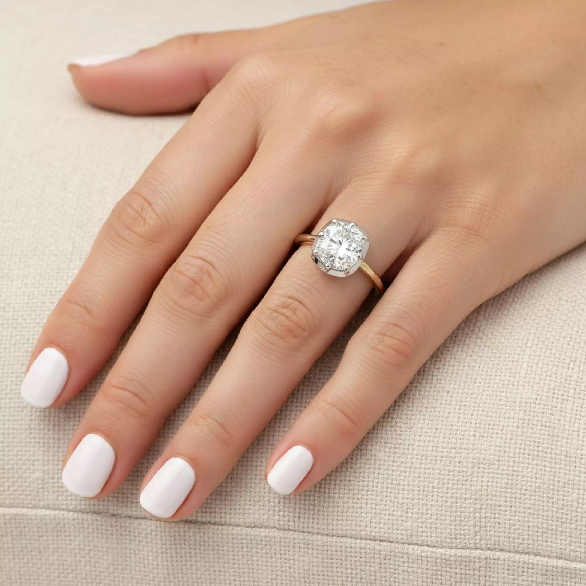 Georgian Style Cushion Cut Diamond Button Back Ring