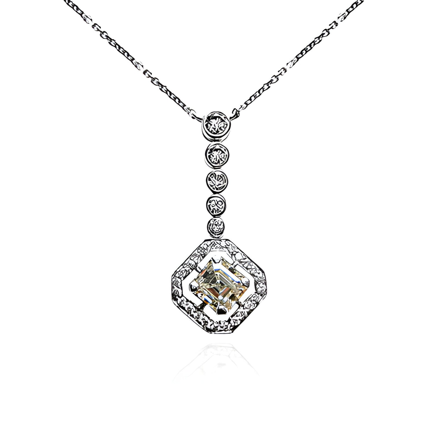 Eternelle Asscher Cut Diamond Drop Necklace