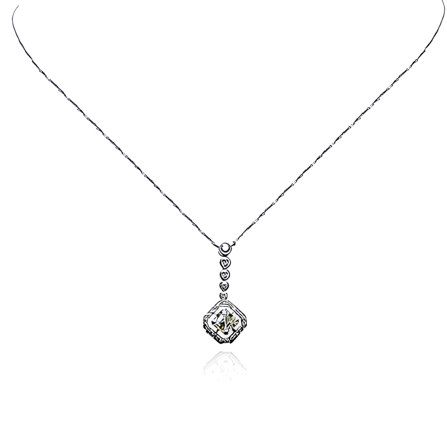 Eternelle Asscher Cut Diamond Drop Necklace