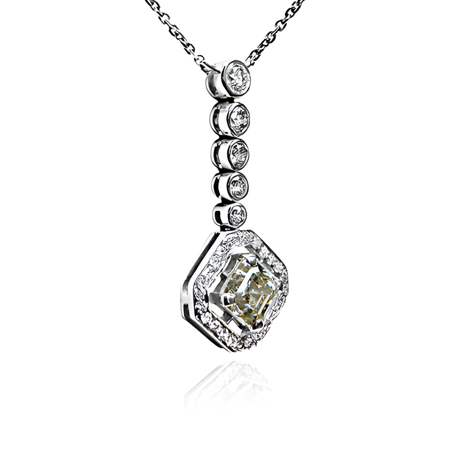 Eternelle Asscher Cut Diamond Drop Necklace