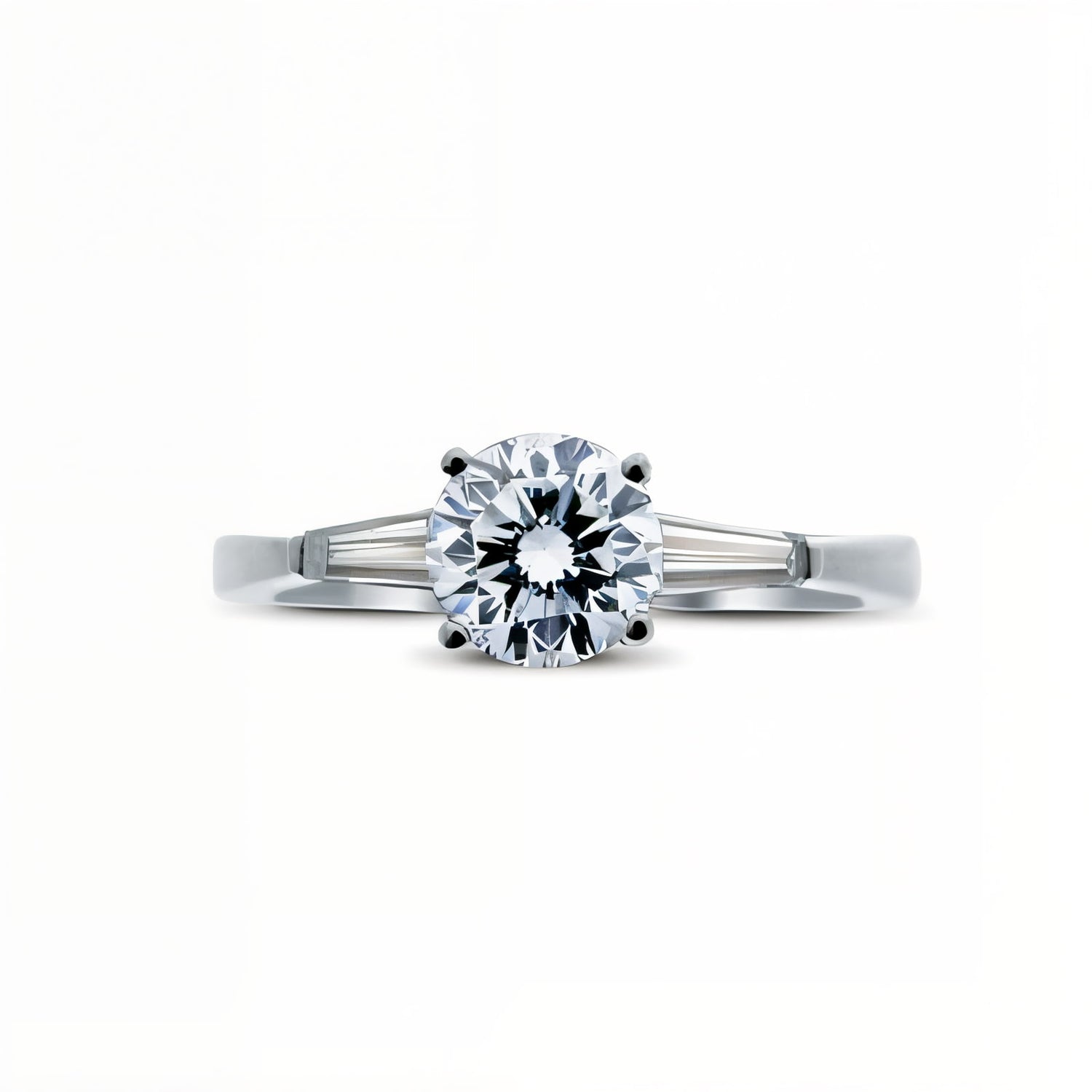 Everglow Diamond and Baguette Shoulders Engagement Ring