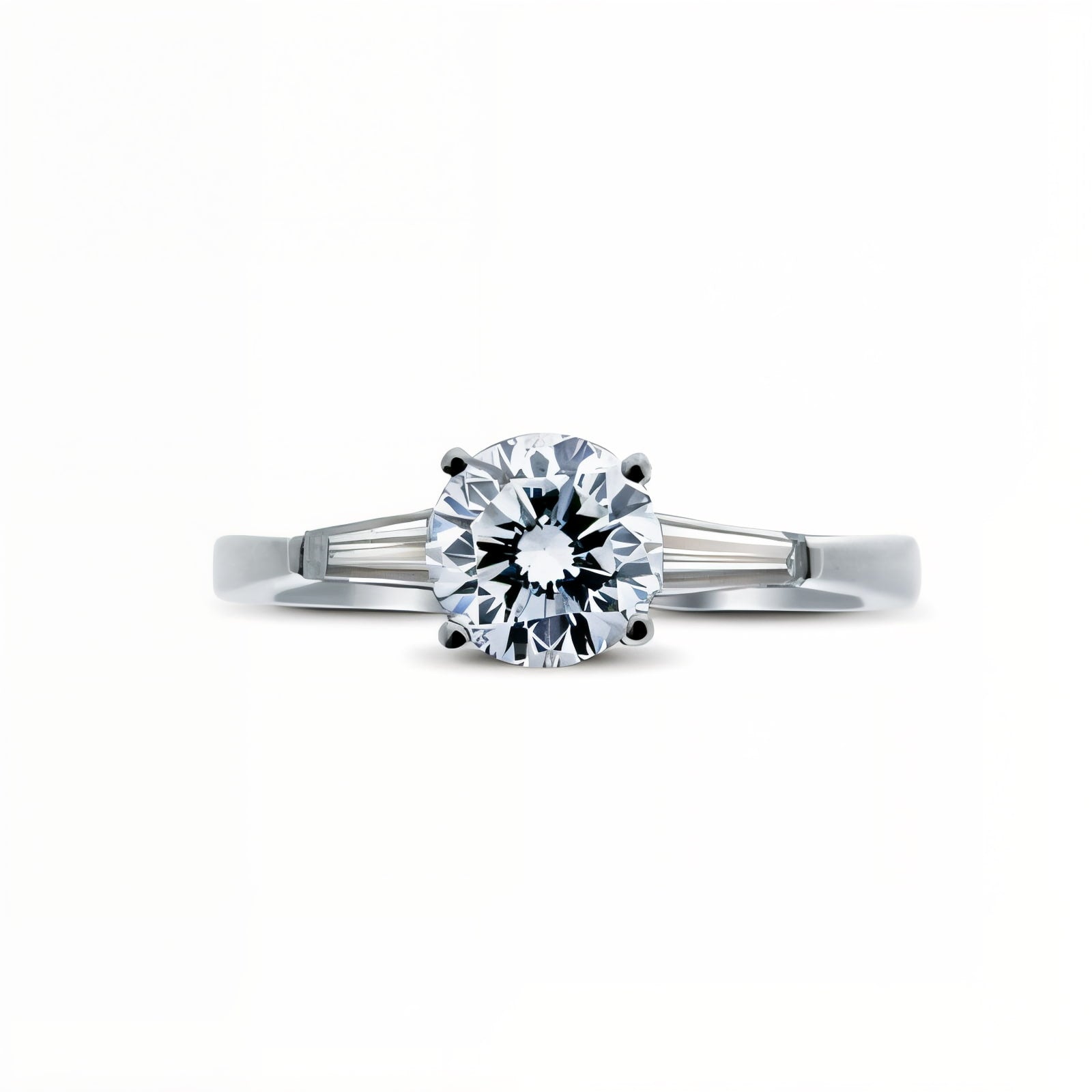 Everglow Diamond and Baguette Shoulders Engagement Ring