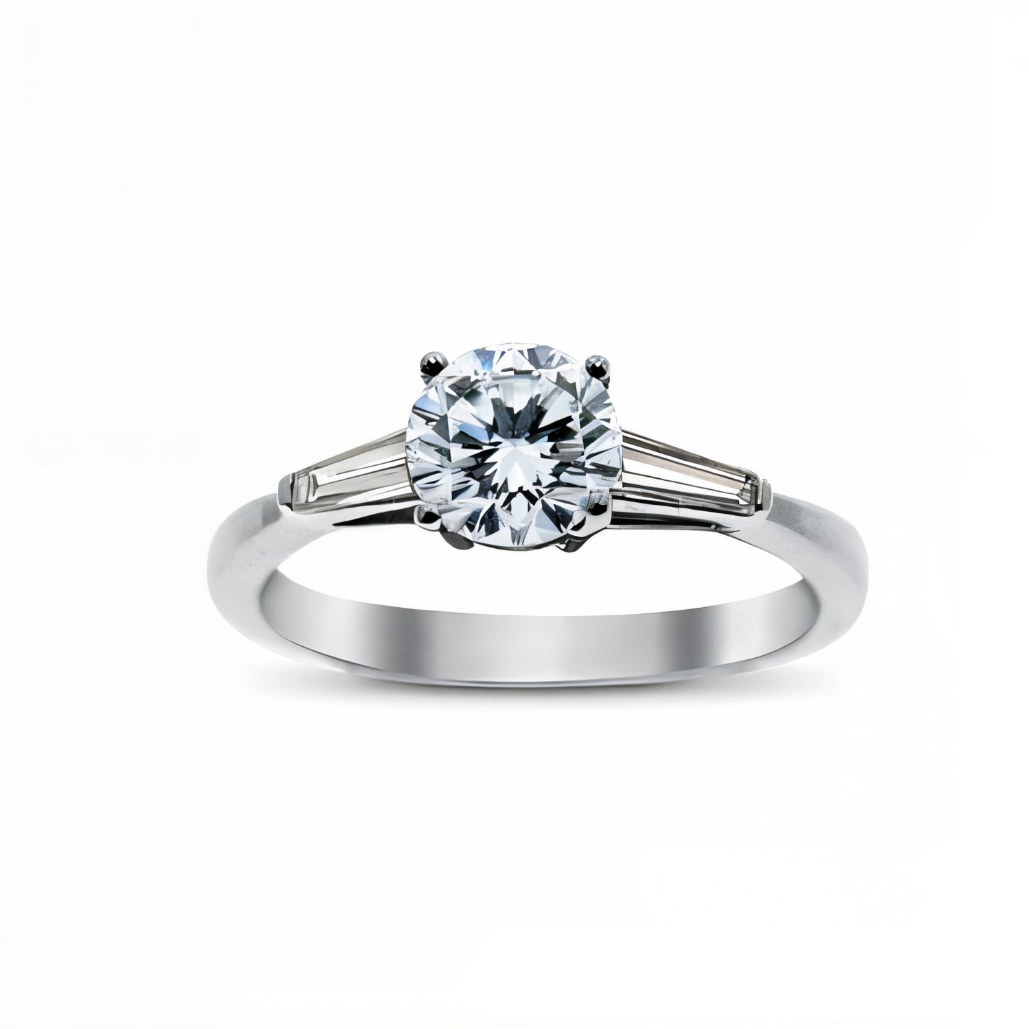 Everglow Diamond and Baguette Shoulders Engagement Ring
