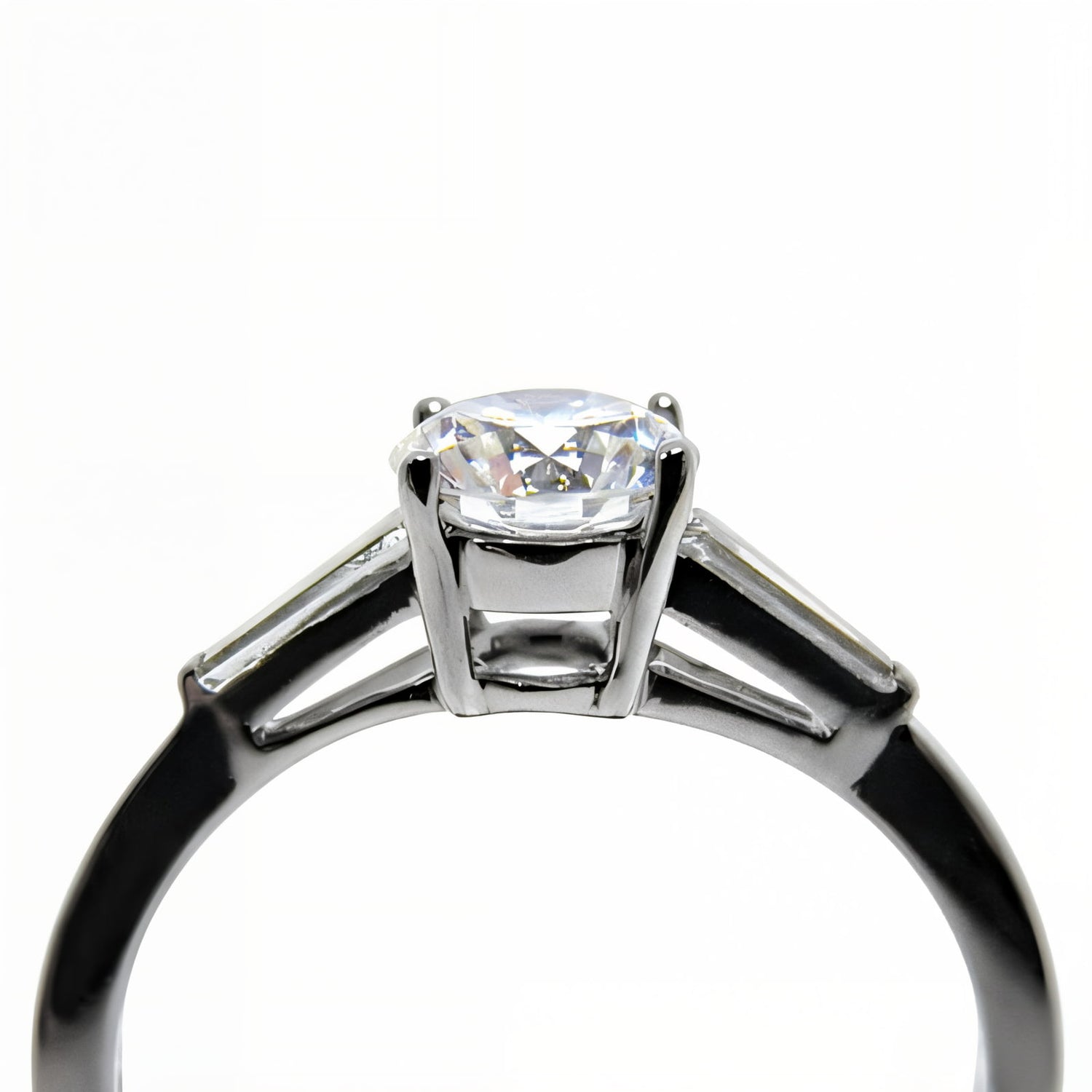Everglow Diamond and Baguette Shoulders Engagement Ring