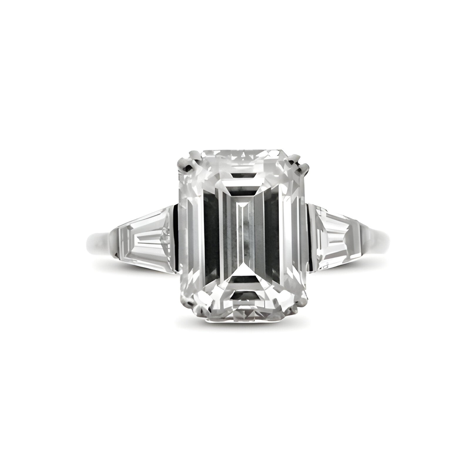 Lumine Emerald Cut Diamond and Baguette Shoulders Engagement Ring