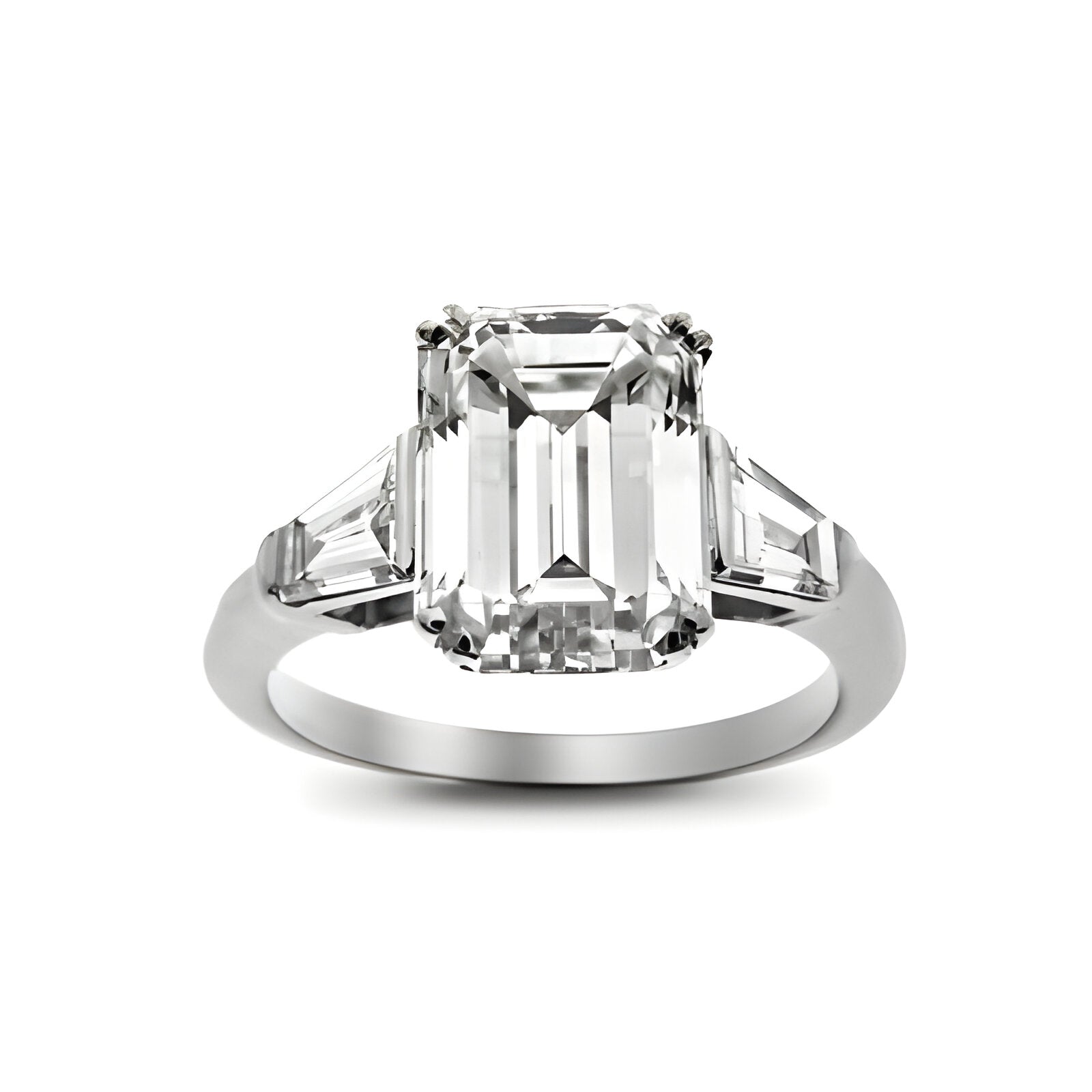 Lumine Emerald Cut Diamond and Baguette Shoulders Engagement Ring