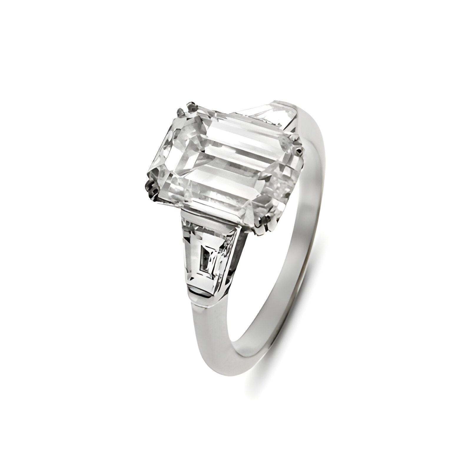 Lumine Emerald Cut Diamond and Baguette Shoulders Engagement Ring
