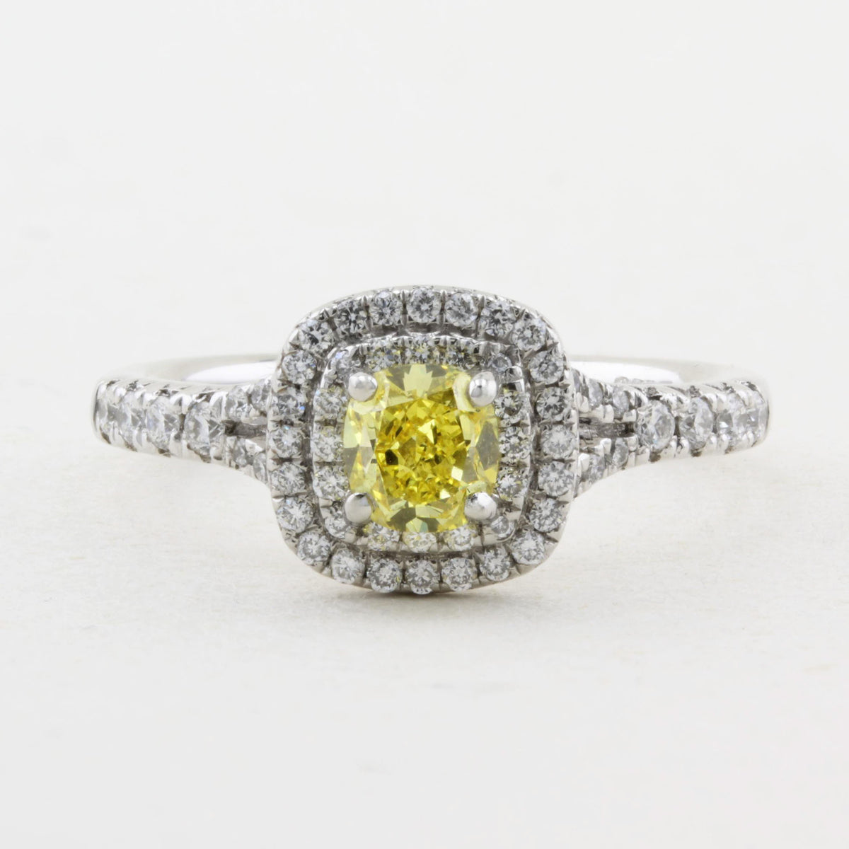 Fancy Yellow Diamond Cluster Ring
