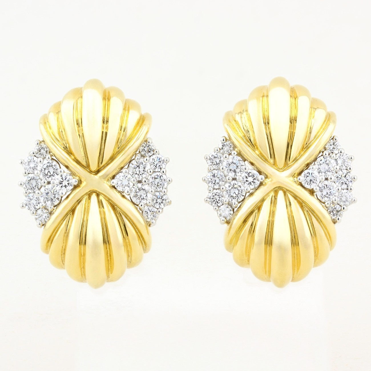 Vintage Yellow Gold and Diamond Earrings