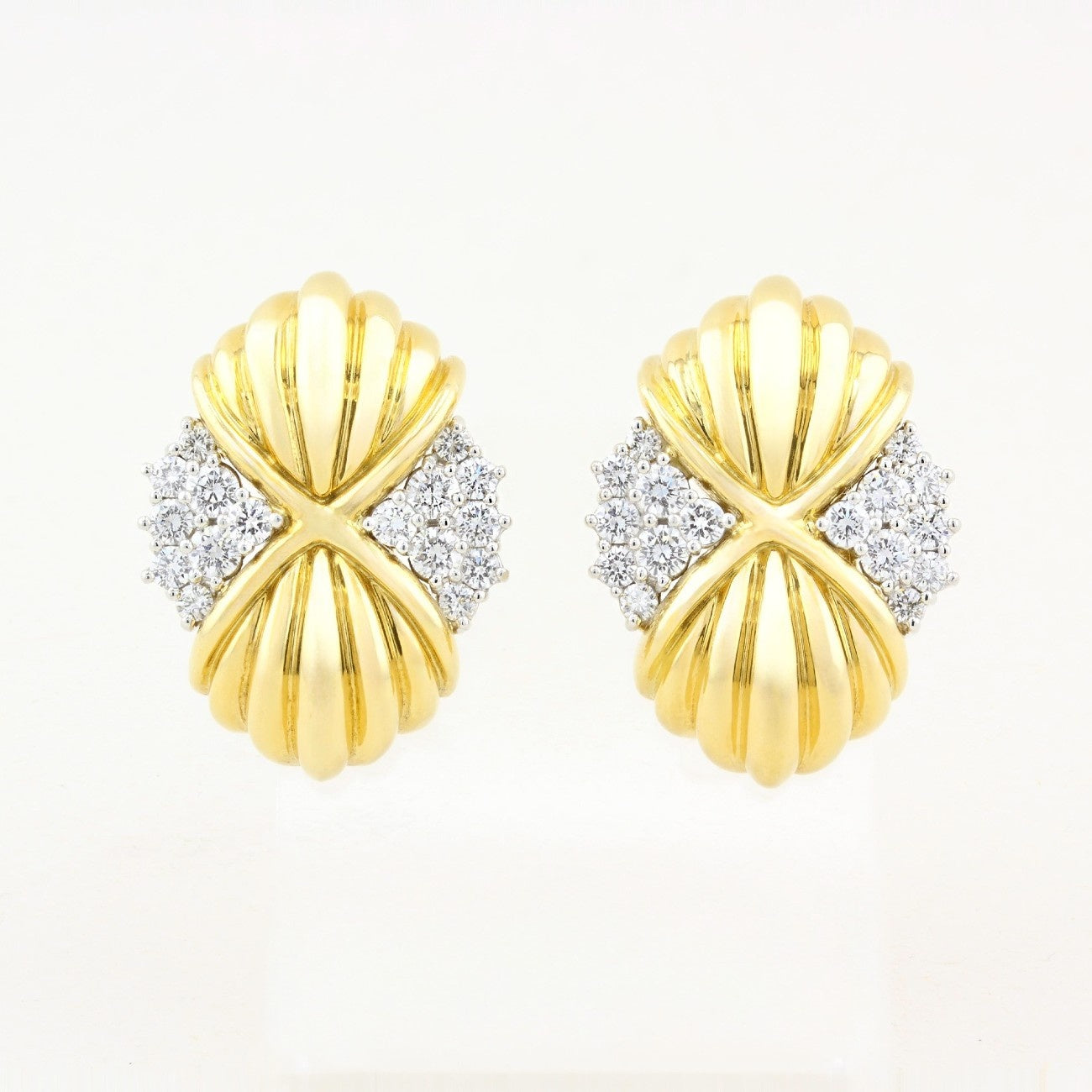 Vintage Yellow Gold and Diamond Earrings