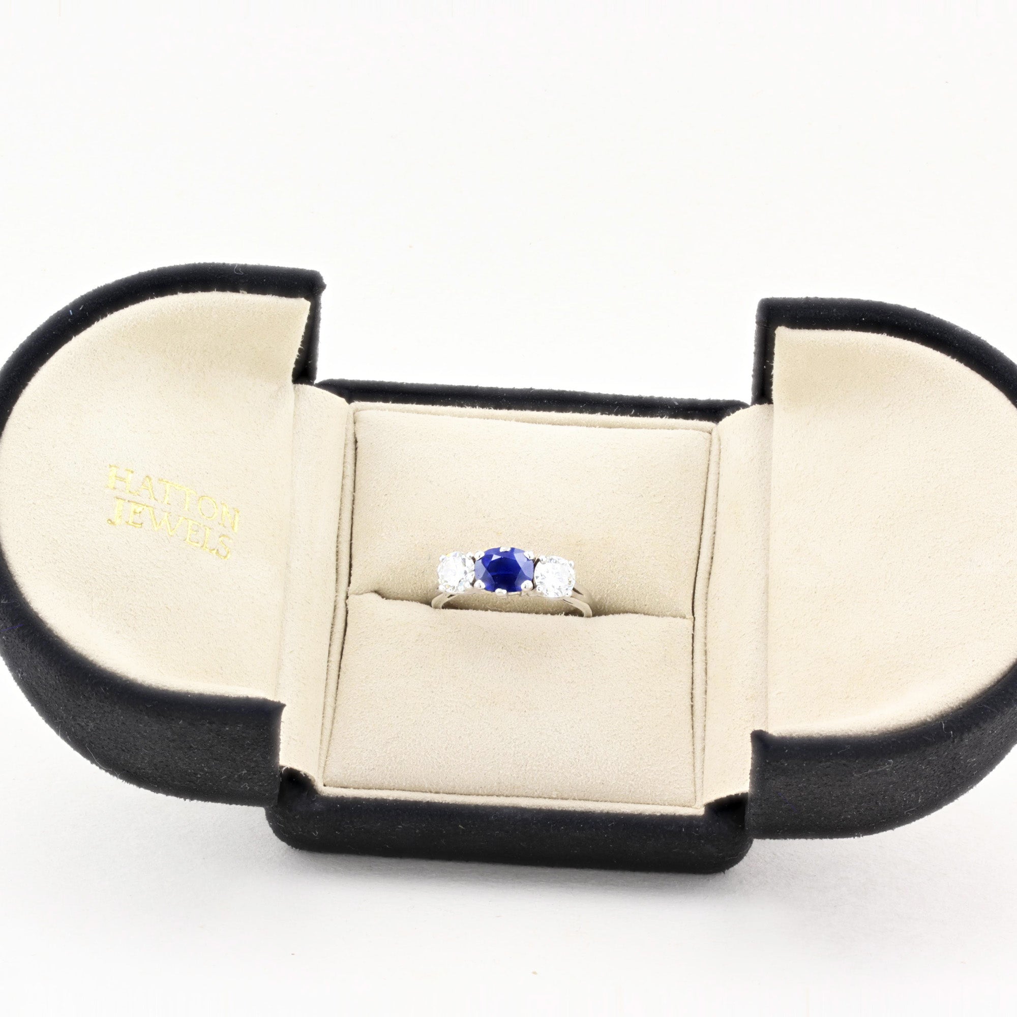 Oval Sapphire and Diamond Three Stone Ring