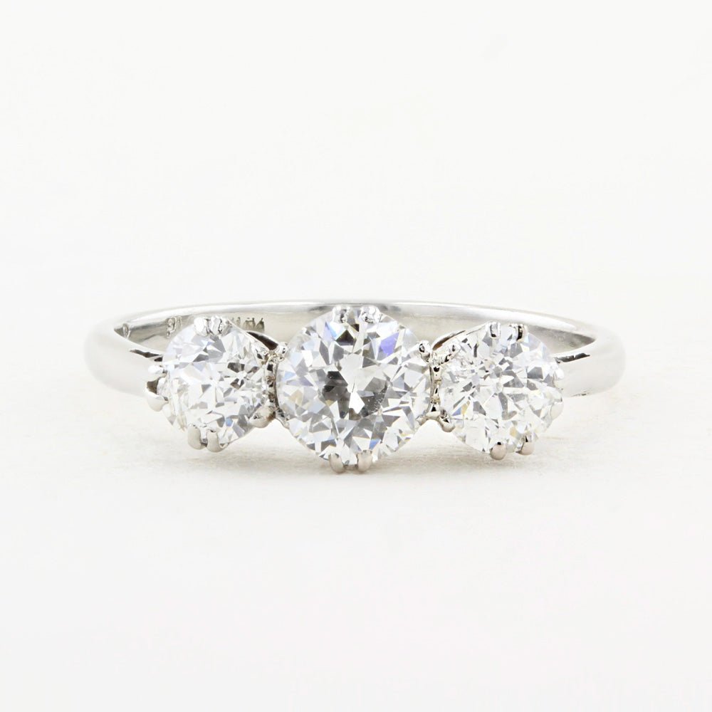 Vintage 1.00ct Old Cut Diamond Three Stone Ring