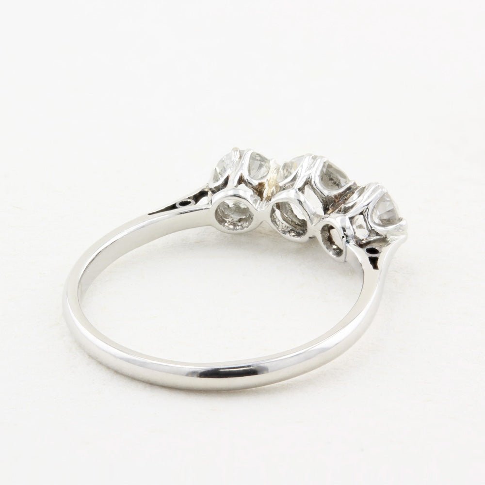 Vintage 1.00ct Old Cut Diamond Three Stone Ring
