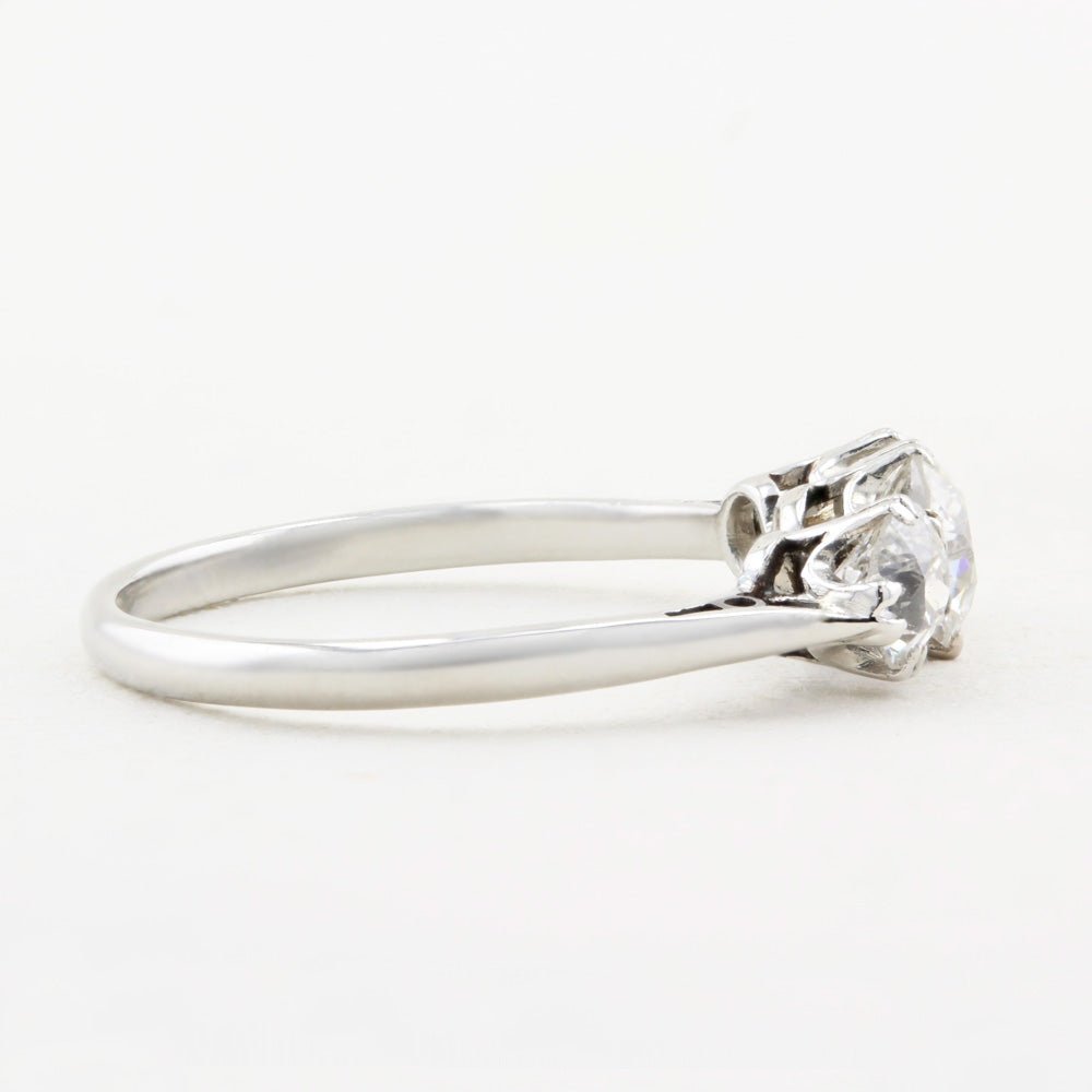 Vintage 1.00ct Old Cut Diamond Three Stone Ring