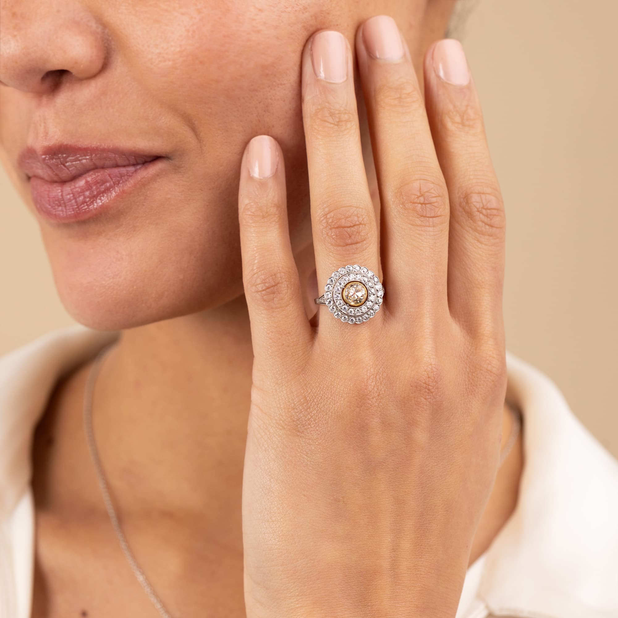 Edwardian Platinum Fancy Yellow Diamond Ring c.1915