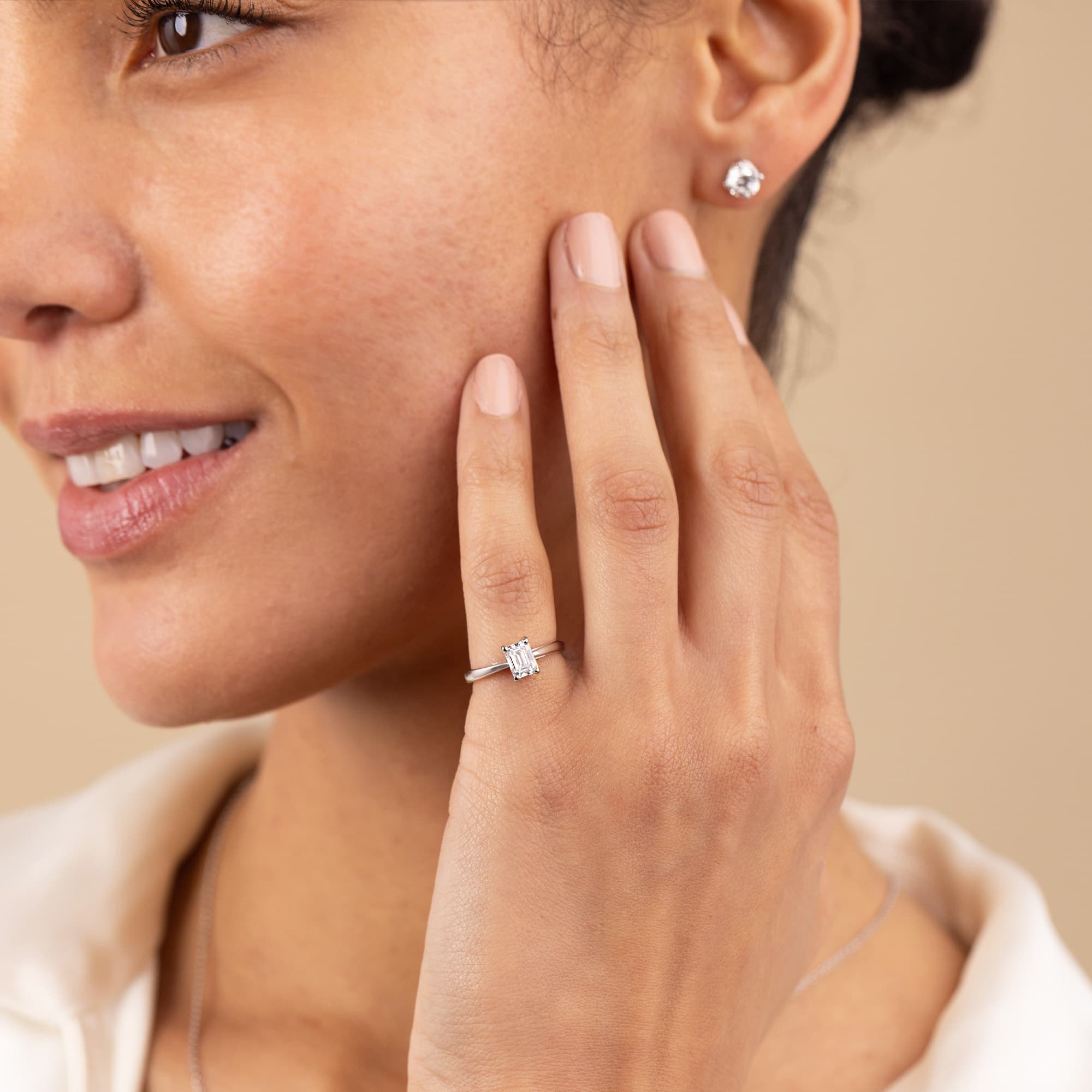 0.79ct Emerald Cut Diamond Solitaire Ring