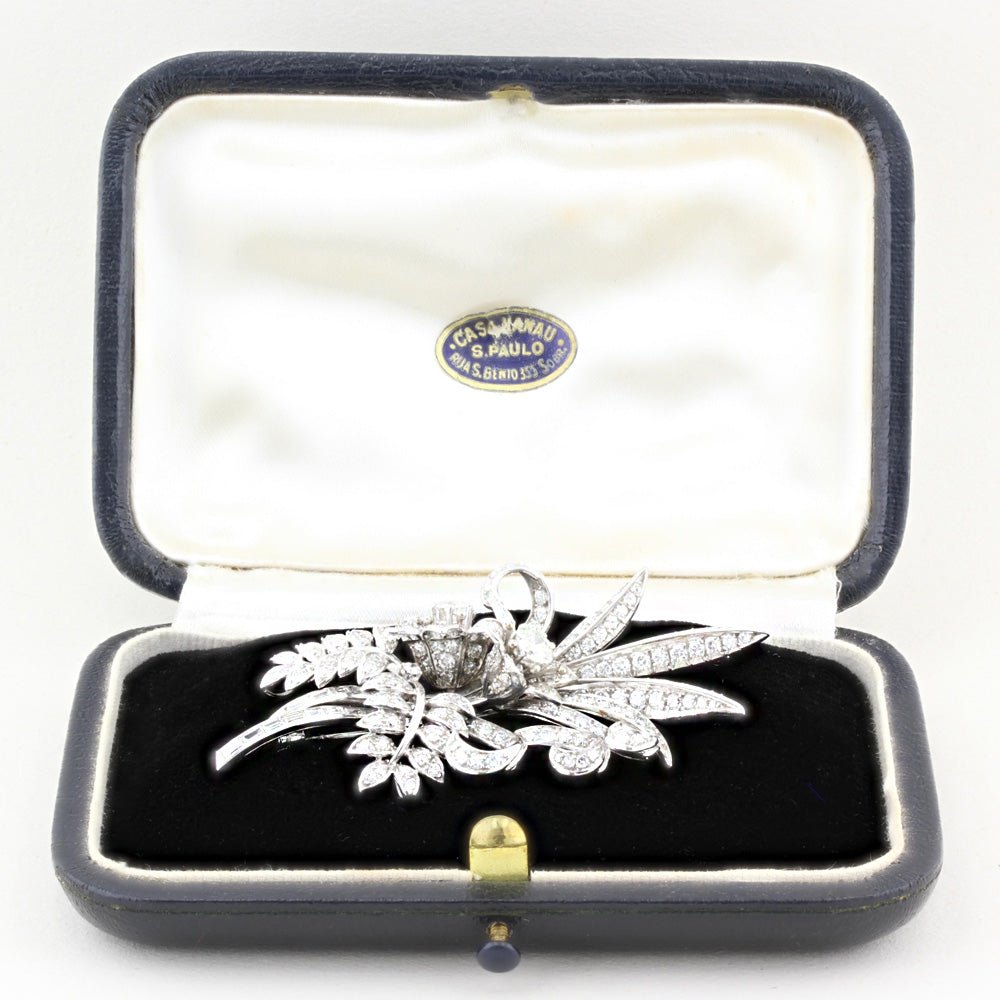 Vintage Diamond Flower Spray Brooch c.1950s