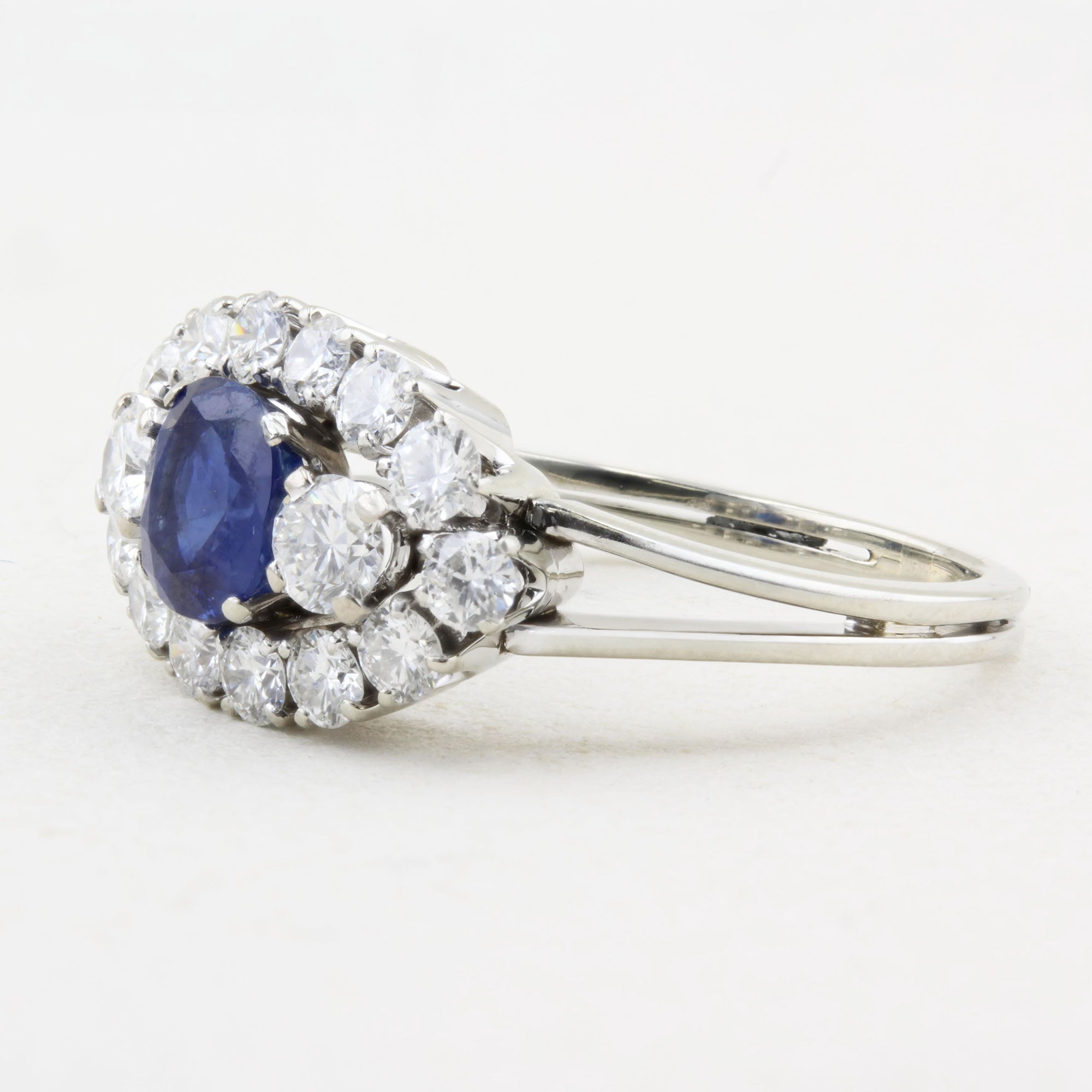 Vintage Natural Sapphire and Diamond Cluster Ring
