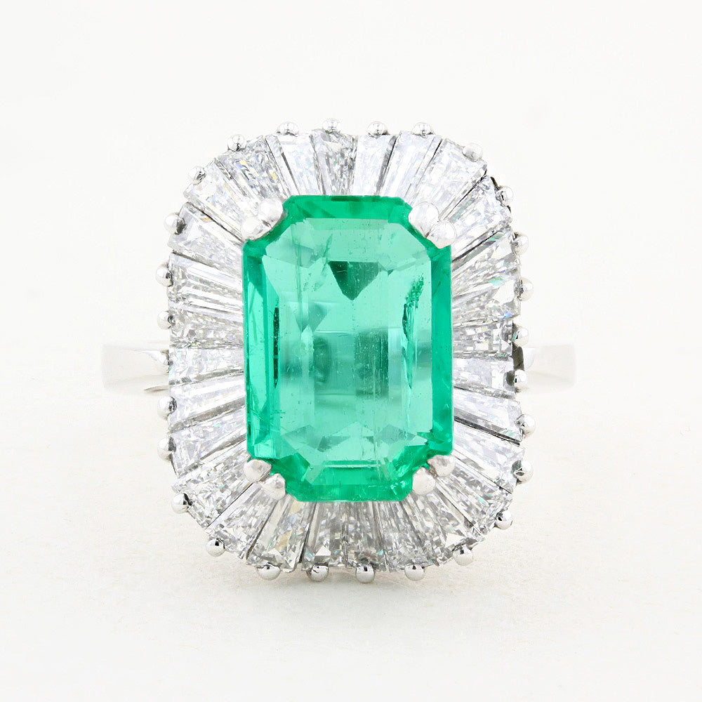 Vintage Emerald and Diamond Ballerina Ring