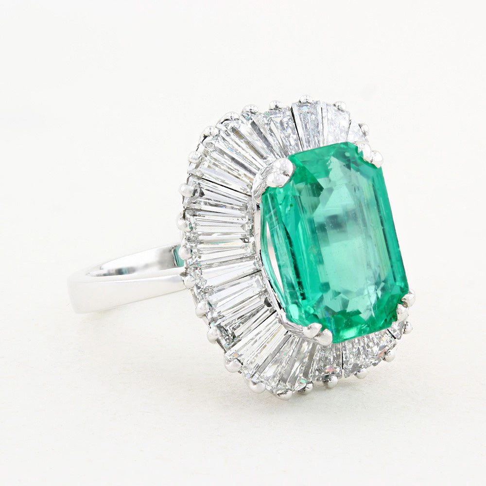 Vintage Emerald and Diamond Ballerina Ring