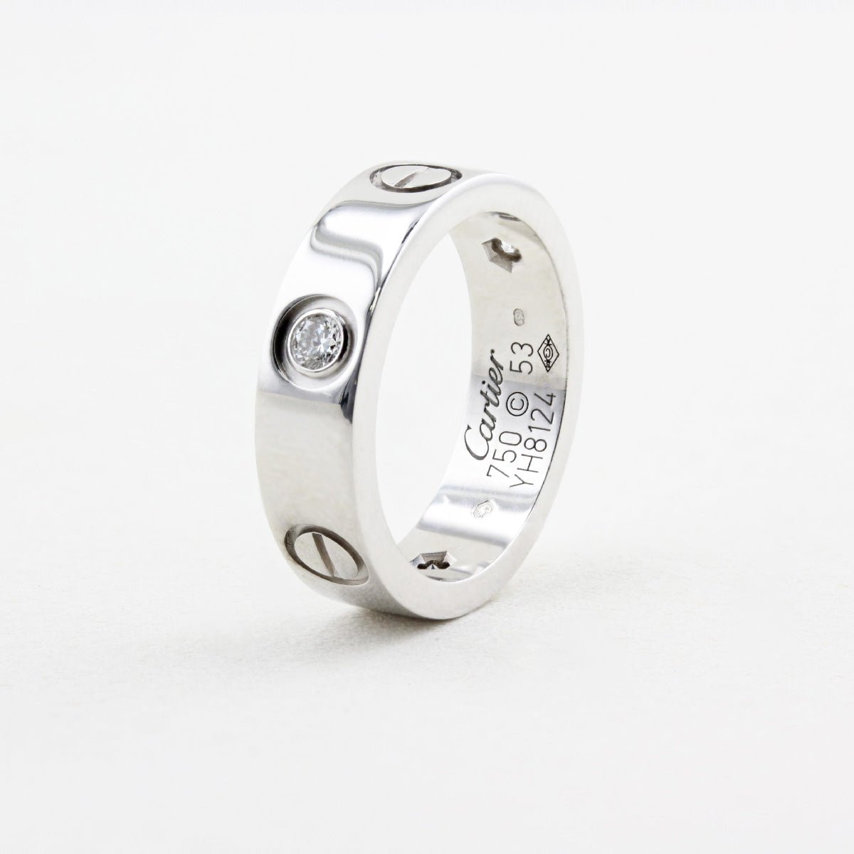 Cartier Three Diamond Love Ring - Size 53