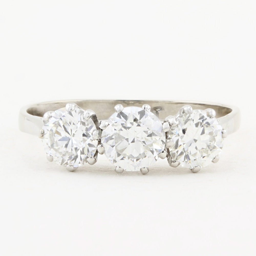 Vintage 1.40ct Old Cut Diamond Three Stone Ring