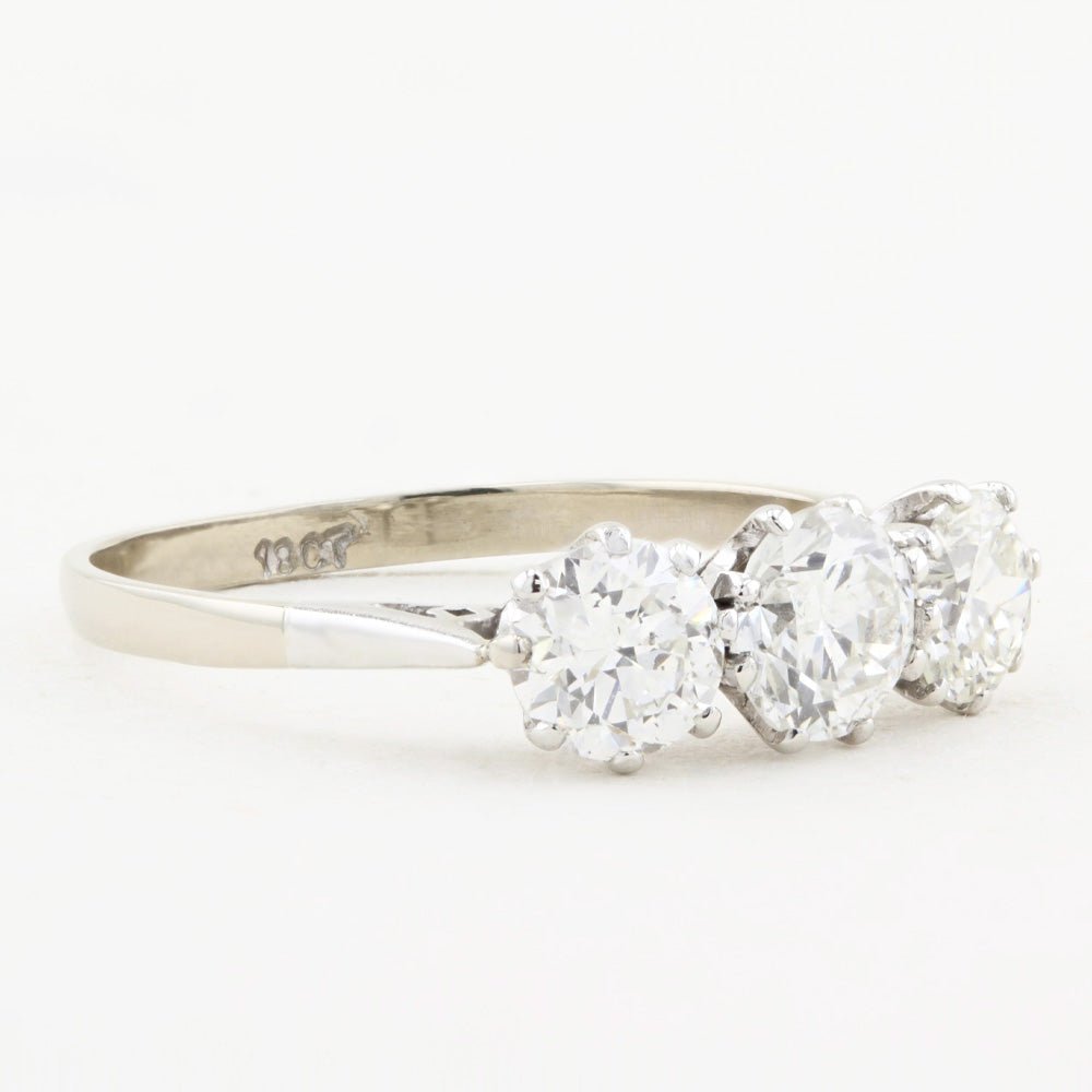 Vintage 1.40ct Old Cut Diamond Three Stone Ring