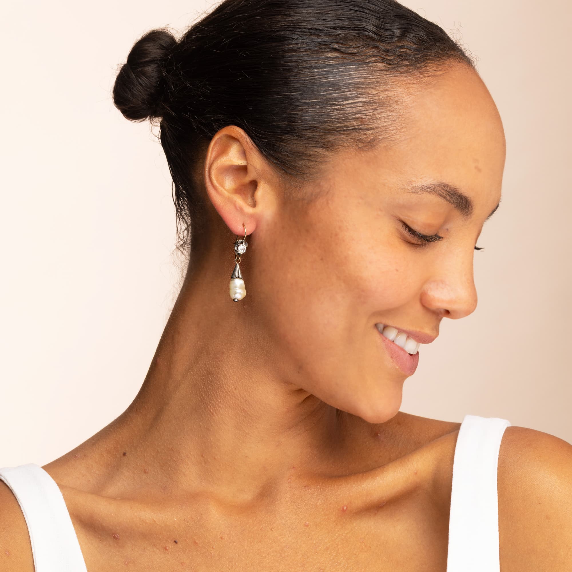 Antique Georgian Natural Pearl and Diamond Drop Earrings