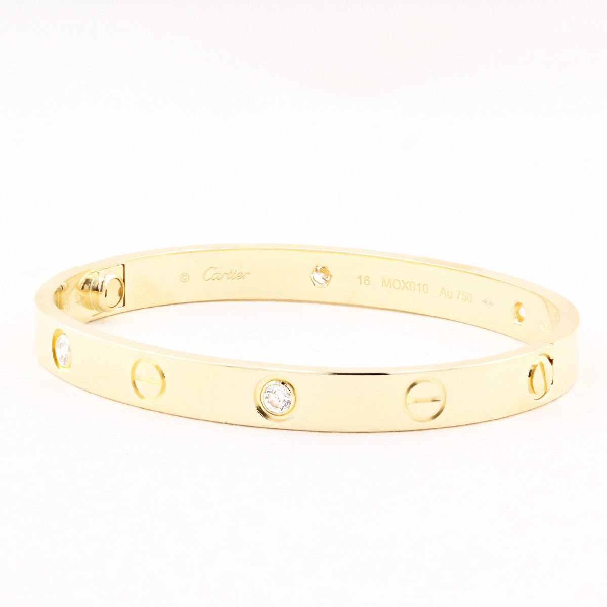 Cartier Yellow Gold Diamond Love Bracelet - Size 16